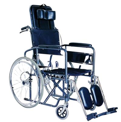 China Self Booster Hospital Elderly Folding Wheelchair Steel Reclining Height Adjustable Manual Wheelchair for sale