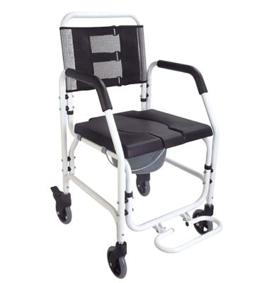 China Wholesale Products Height Adjustable Aluminum Alloy Folding Toilet Wheelchair With Height-Adjustable Soft Armrest for sale