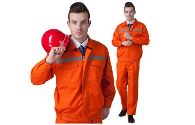 China Men Polyester / Cotton Orange Reflective Work Clothing With Long Sleeve for sale