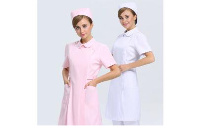 China Hosipital Pink Medical Office Uniforms , Femal White Nurse Uniform Dress for sale