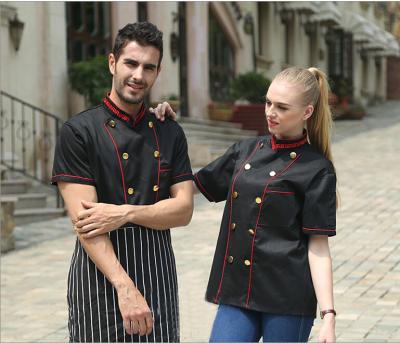 China Personalized Chef Cook Uniform , Black Short Sleeve Chef Coat / Jackets For Hotel for sale