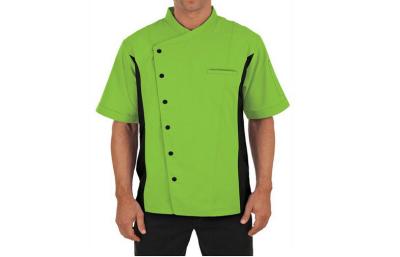 China Green Short Sleeves Polyester / Cotton Chef Cook Uniform , Chef Wear Uniforms for sale