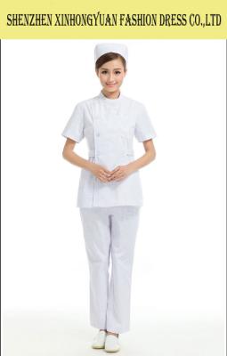 China Comfortable White Medical Office Women Scrubs Nursing Uniforms With Hat for sale