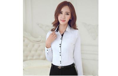 China Corporate Office Wear Winter Cotton Long Sleeves White Womens Business Shirts for sale