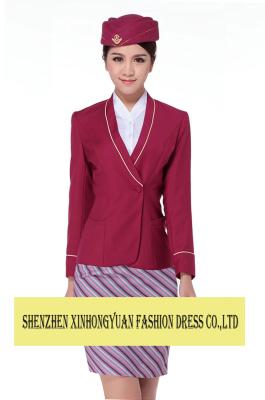 China Hostess Ladies Airline Stewardess Uniforms With Hat Flight Attendant Costume for sale