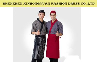 China Mann-Polyester-japanischer Chef-einheitliche Baumwollküchen-Personal-Uniformen mit Hut zu verkaufen