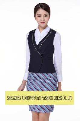 China Waiting Staff Hotel Reception Uniforms Embroidered Workwear For Women for sale