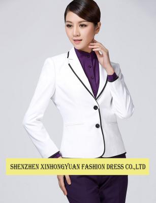 China Cotton Corporate Office Uniforms With Womens White Blazer Jacket Ladies Uniform Shirts for sale