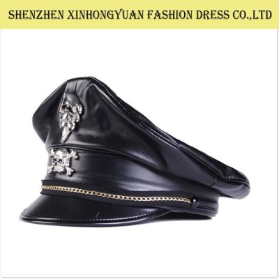 China Leather Military Hats And Caps , US Army Leather Military Plain Black Baseball Cap for sale