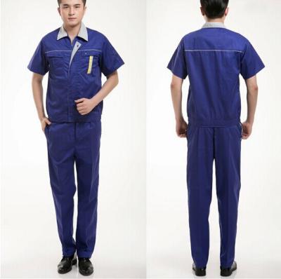 China Men Summer Industrial Factory Worker Uniforms With Short Sleeve , Workshop Suits for sale