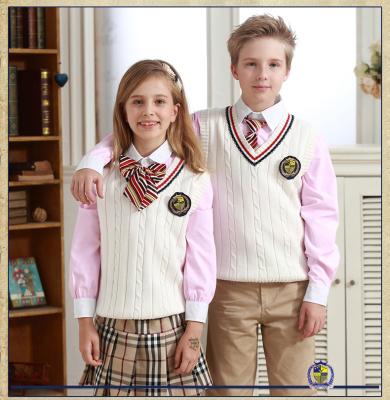 China customized top quality Sweaters Suits School Students Uniforms For Kids Autumn wear with white or red for sale