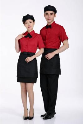 China customized Shirt Western Hotel Staff Uniforms For Men And Women With Waist Apron for sale