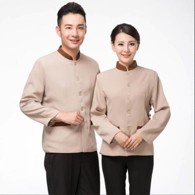 China OEM Clean Keeping Housekeeper Hotel Housekeeping Uniforms Long Sleeves Light Grey for sale