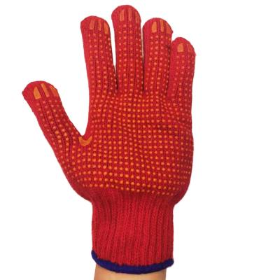 China Comfortable/Breathable Professional Made Red Cotton Gloves With Non-slip PVC Dots Hot Sale Garden Cotton Gloves For Man for sale