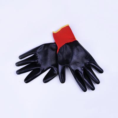 China Comfortable/Breathable 13G15G PolyesterShell Nitrile Coated Flexible Wrist Resistant Oil Proof Abrasion Resistant Glove Working Smooth Finish for sale