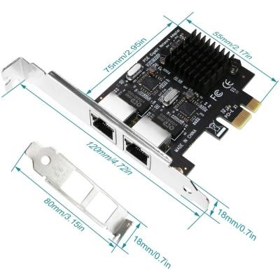 China New 10/100/1000Mbps PCIE LAN Desktop Card for Server Gigabit PC Wired Dual Port Interface Card for sale