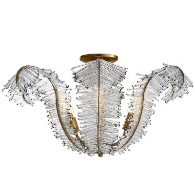 China Surface Mounted Modern Creative Handmade Glass Strip Lamp Bedroom Aisle Ceiling Decoration Single Feather LED Ceiling Lamp for sale