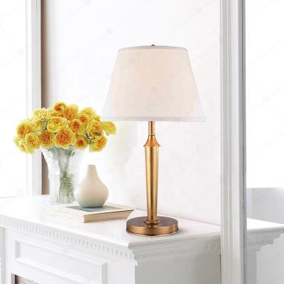 China Contemporary Modern Brass Lamp Home Desk Shade Fabric Bedroom Bedside Indoor Mushroom Table Lamp for sale