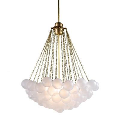 China Modern American Luxury Indoor Nordic Ring LED Acrylic Pure Copper Glass Chandelier for sale