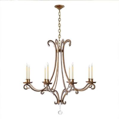 China Minimalist home decoration lighting retro single iron chandelier style crystal gold leaf 8 main lighting products for sale