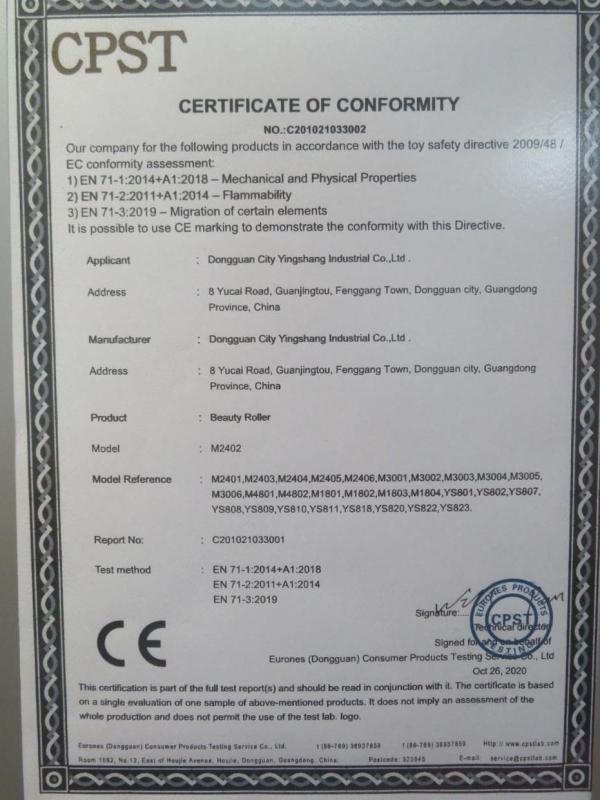 CE - Dongguan City Yingshang Industrial Co., Ltd.