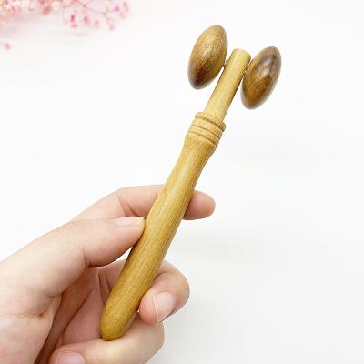 China 2019 Hot Selling Handheld Facial Massage Tool Wooden Ball Massager Roller Therapy Relaxation for sale