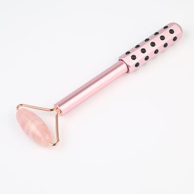 China 2020 New Facelift Amazon Seller 2 in 1 Rose Quartz Face Roller Cellulite Massager Tools 30 Germanium Jade Stone Roller for sale