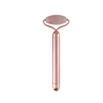 China Face Lift Rose Quartz Jade Face Roller Massager Electric Vibrating Electronic Face Jade Roller for sale