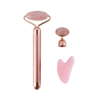 China Face Lift 3 In 1jade roller gua sha set box metal handle jade gua sha natural and face roller for sale