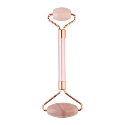 China Hot Selling Products New Arrivals Beauty Equipment Double Rollers Rose Quartz Jade Roller Pink Face Lifting Slimming Face Massager for sale