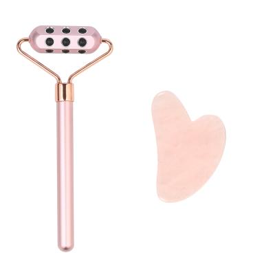 China Anti-Puffiness Massage Tool Roller Jade OEM Beauty Gua Sha Scuff Bar and Germanium Facial Massager Roller Set for sale