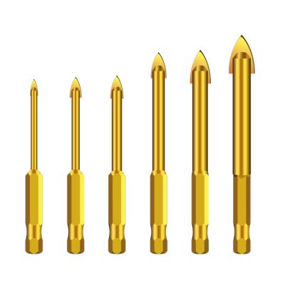 China Efficient Multifunctional Triangular Bit Carbide Ceramic Glass Post Hex Tip For Tile Glass Shank 6PCS Drill Bit Set for sale