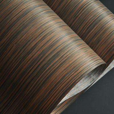 China Contemporary Engineered Wood Veneer Ebony Color And Pattern With Fleece Support for sale