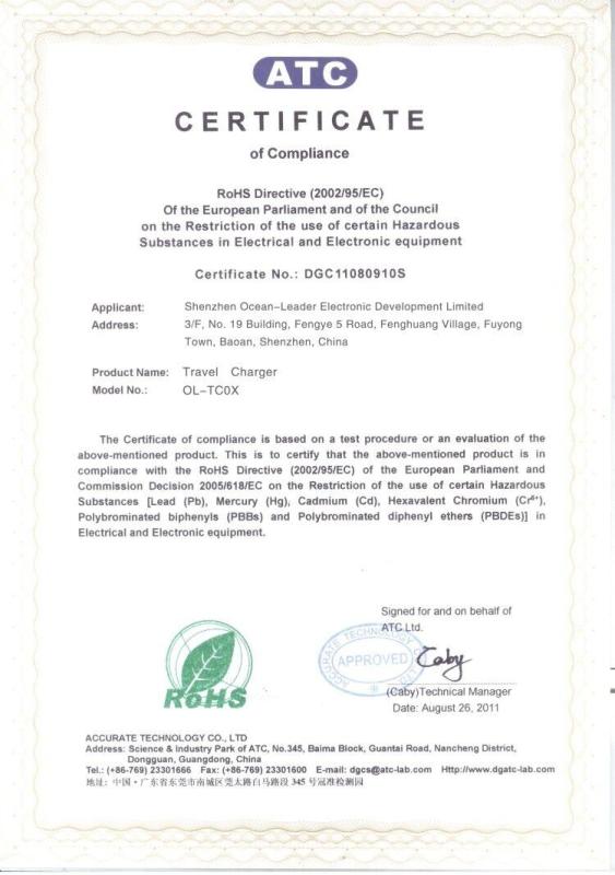 RoHS - Shenzhen Ocean-Leader Electronic Development Limited