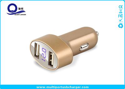 China Gold Color Dual Usb Vehicle Charger With Led Display For Samsung Galaxy S8 S7 for sale