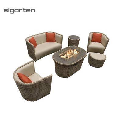 China Modern Design Hotel Patio Furniture Waiting Resort Garden Set Leisure Leather Sofa Set for sale