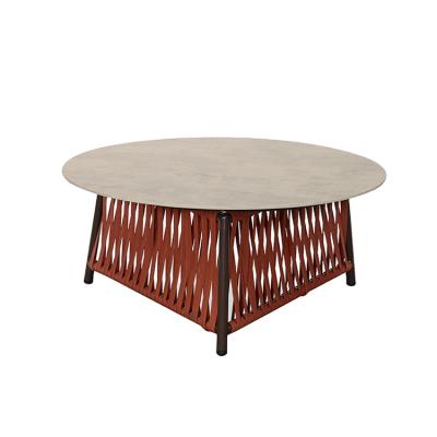 China Modern Ceramic Tile Top Around Outdoor Garden Aluminum Luxury Modern Coffee Table for sale