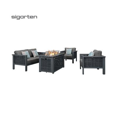 China Manufacturer Supplier Outdoor Furniture Patio Garden Gas Fire Pit Table Sofa Set for sale