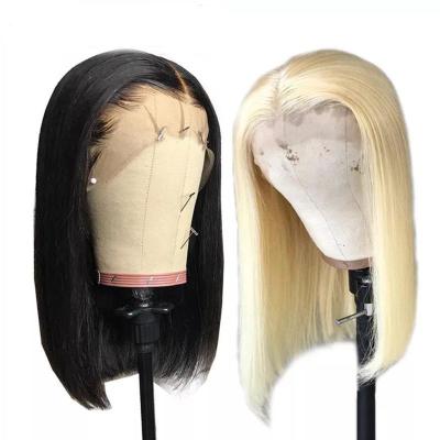 China 613 Silky Straight Short Bleached Knots Glueless Bob Wigs Dye Bob Wigs Lace Frontal Remy Natural Black Wave Blonde Hair Wigs 1B Any Color for sale