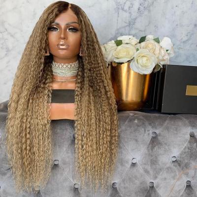 China Peruvian Blonde Curly Virgin Lace Hair Wig 613Lace Front Wig Blonde Wig Curly Ombre Full With Baby Hair for sale