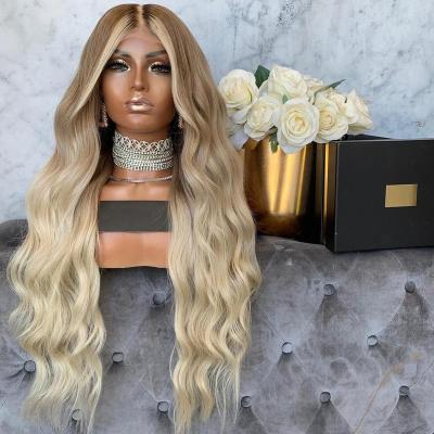 China Loose Curly Full Lace Wig Virgin Human Hair Lace Wigs Brazilian Ombre Blonde Loose Curly Full Lace Wig With Baby Hair For White Women for sale