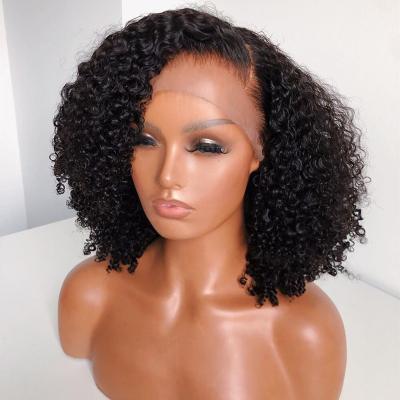 China Kinky Curly Lace Front Human Hair Wig Pre-Plucked Afro Kinky Curly 360 Wig With Baby Hair Braid Hair Wig For Black Women for sale