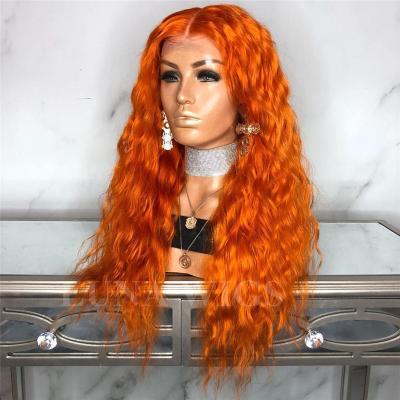 China Orange Lace Front Wig Long Deep Curly 180 Density Curly Colored Full Lace Hair Wigs For Women Ginger Color Invisible Wig for sale