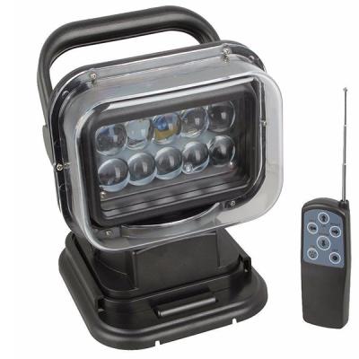 China Super Bright Aluminum Housing 50W LED Remote Control Search Light For Boat Marine Vehicle Led Rescue Light 7 Inch Infinite Work Lights for sale