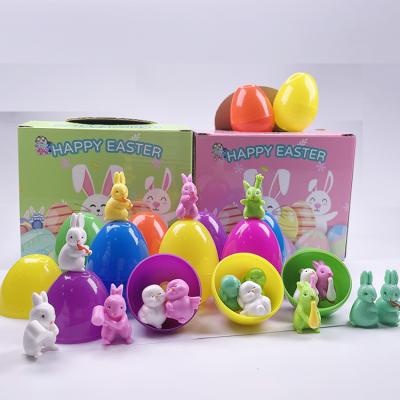 China Amazon 2022 Hot Selling Plastic Easter Decoration With Bunny Rabbit Egg Gift Colorful Plastic For Kids for sale