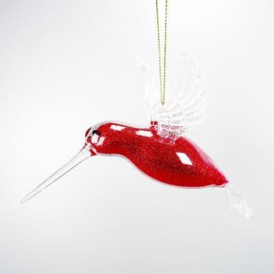 China China Christmas Decoration Red Glass Hummingbird Ornament for sale