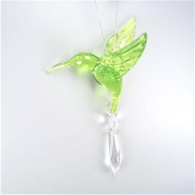 China Christmas Decoration Transparent Lime Acrylic Hummingbird Ornament for sale