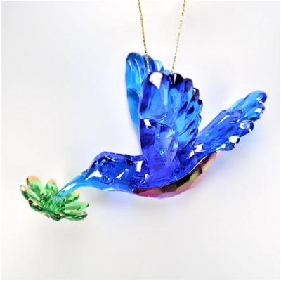 China Transparent Dark Blue Acrylic Christmas Decoration Hummingbird Ornament for sale