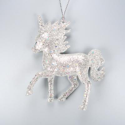 China Champagne Silver Acrylic Unicorn Christmas Ornament Christmas Decoration for sale