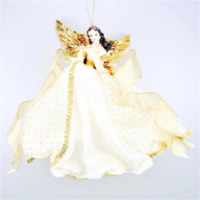 China Taiwan Polyresin Christmas Decoration Beige/Gold Dress Angel Ornament for sale